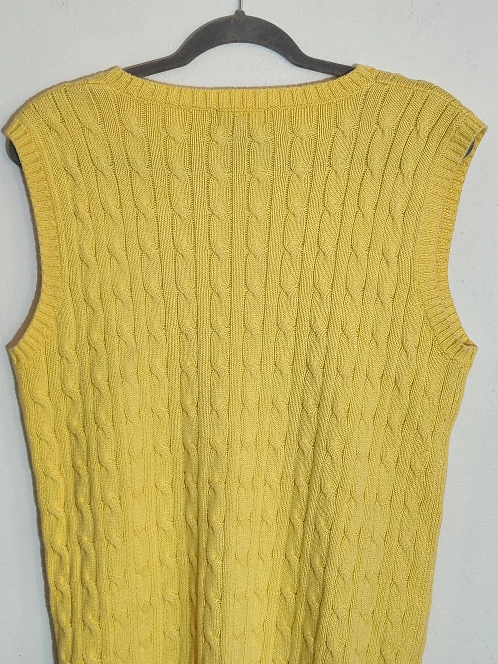 Polo Ralph Lauren Boys Yellow Cable Knit Sweater Vest Size XL 18-20